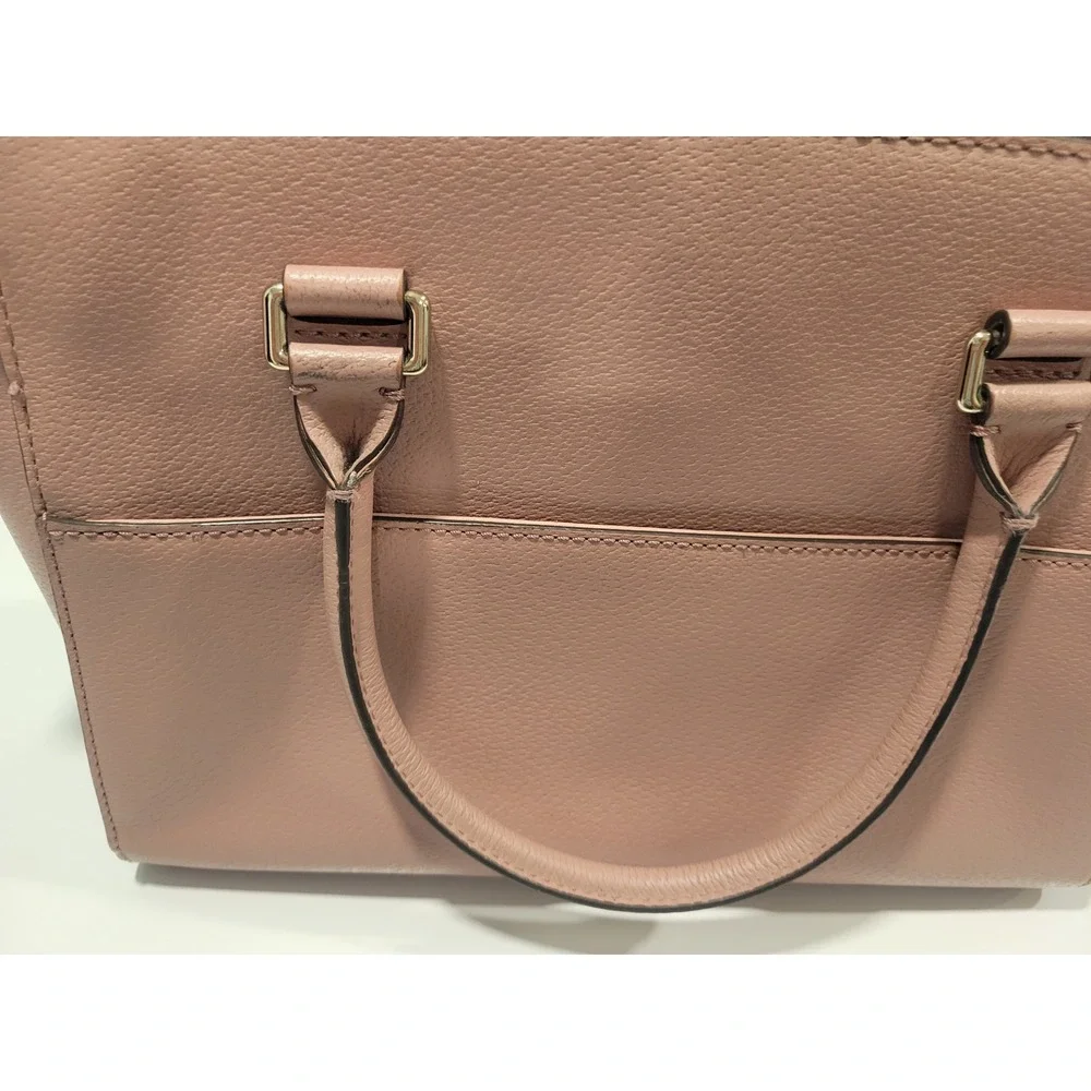 Kate Spade New York Pink Pebbled Leather Satchel Crossbody Handbag Gold Hardware